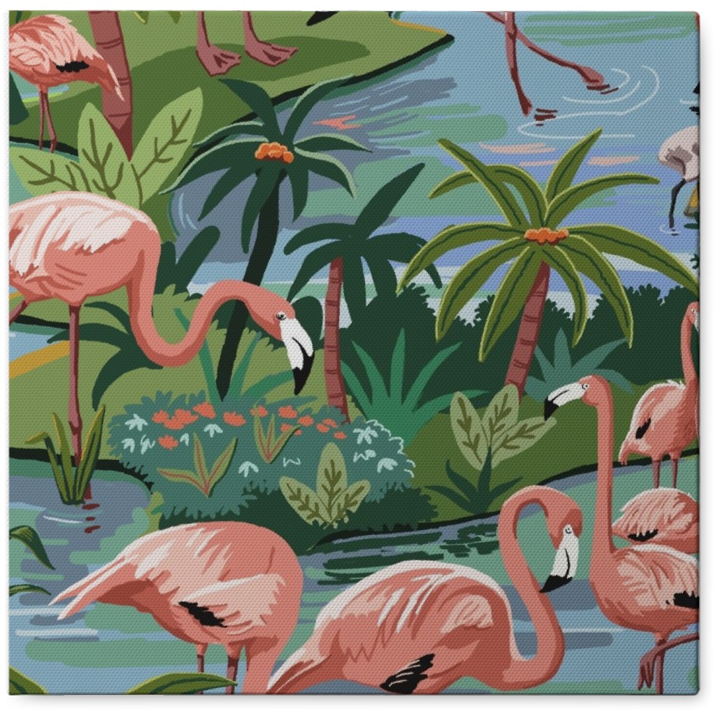 Flamingo Lagoon - Multi Photo Tile, Canvas, 8x8, Multicolor