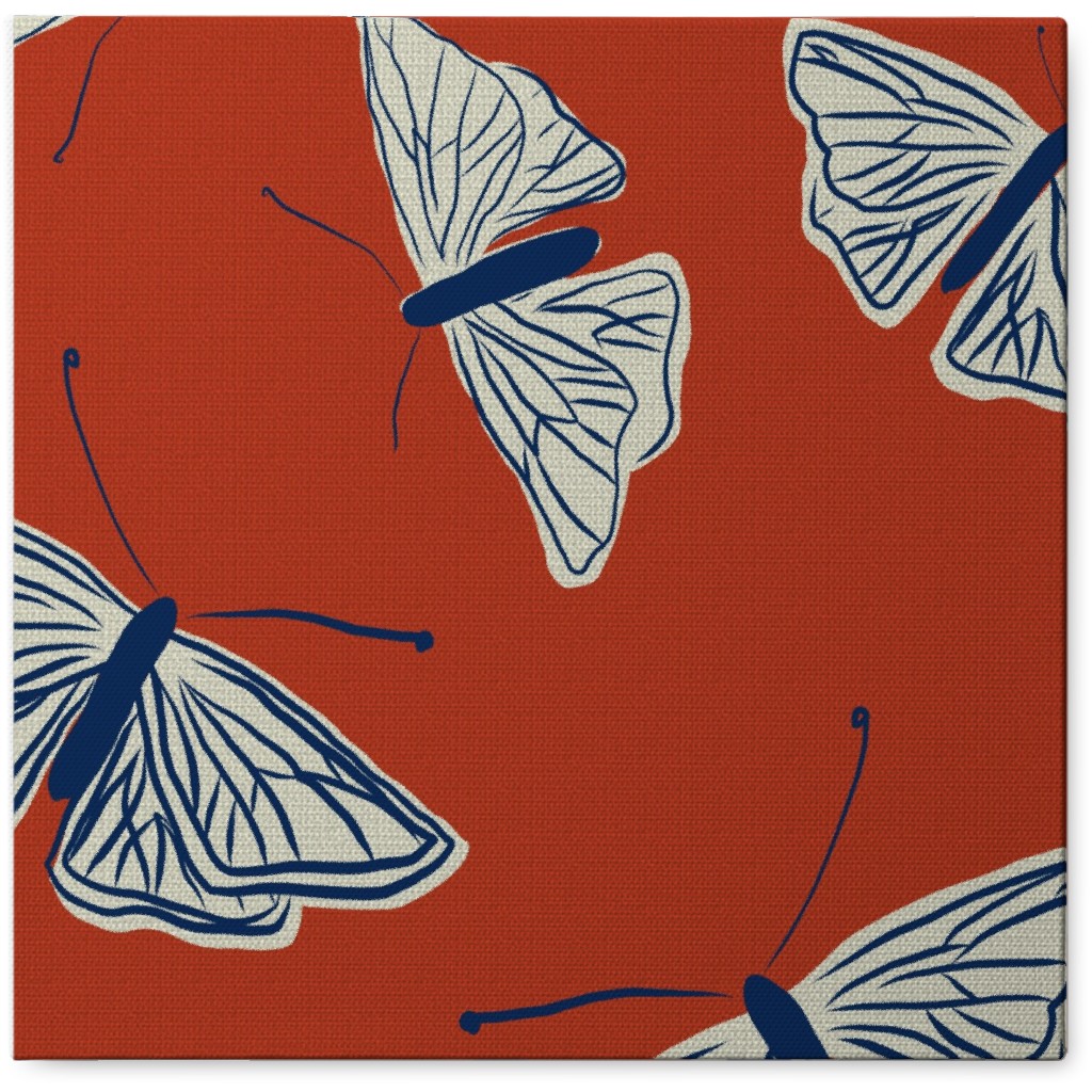 Moths - Rust Photo Tile, Canvas, 8x8, Red