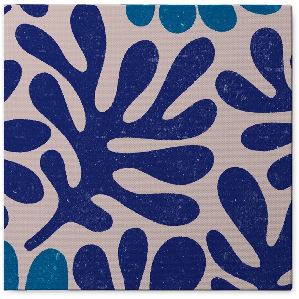 Organic Leaves - Blue Photo Tile, Canvas, 8x8, Blue