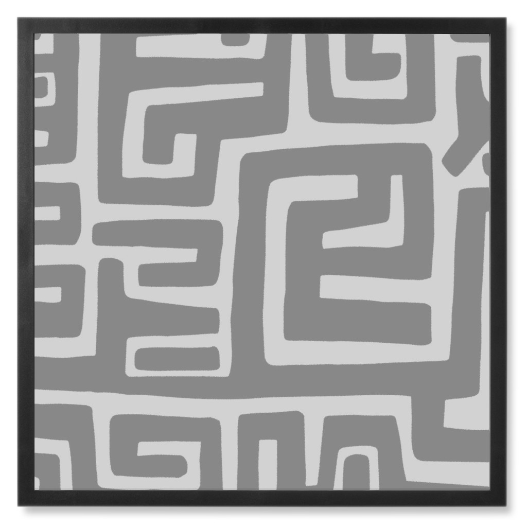 Maze Photo Tile, Black, Framed, 8x8, Gray, Light Gray
