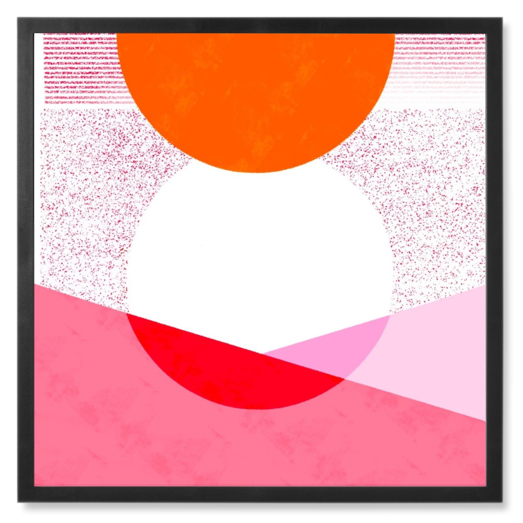 Abstract Sunset - Vibrant Photo Tile, Black, Framed, 8x8, Red, Red