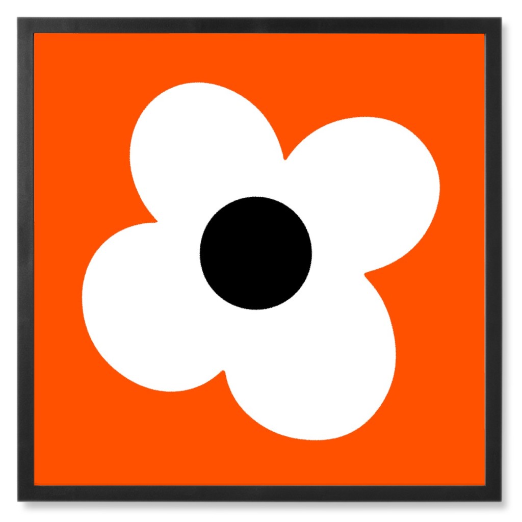 Max Daisy Photo Tile, Black, Framed, 8x8, Red, Coral