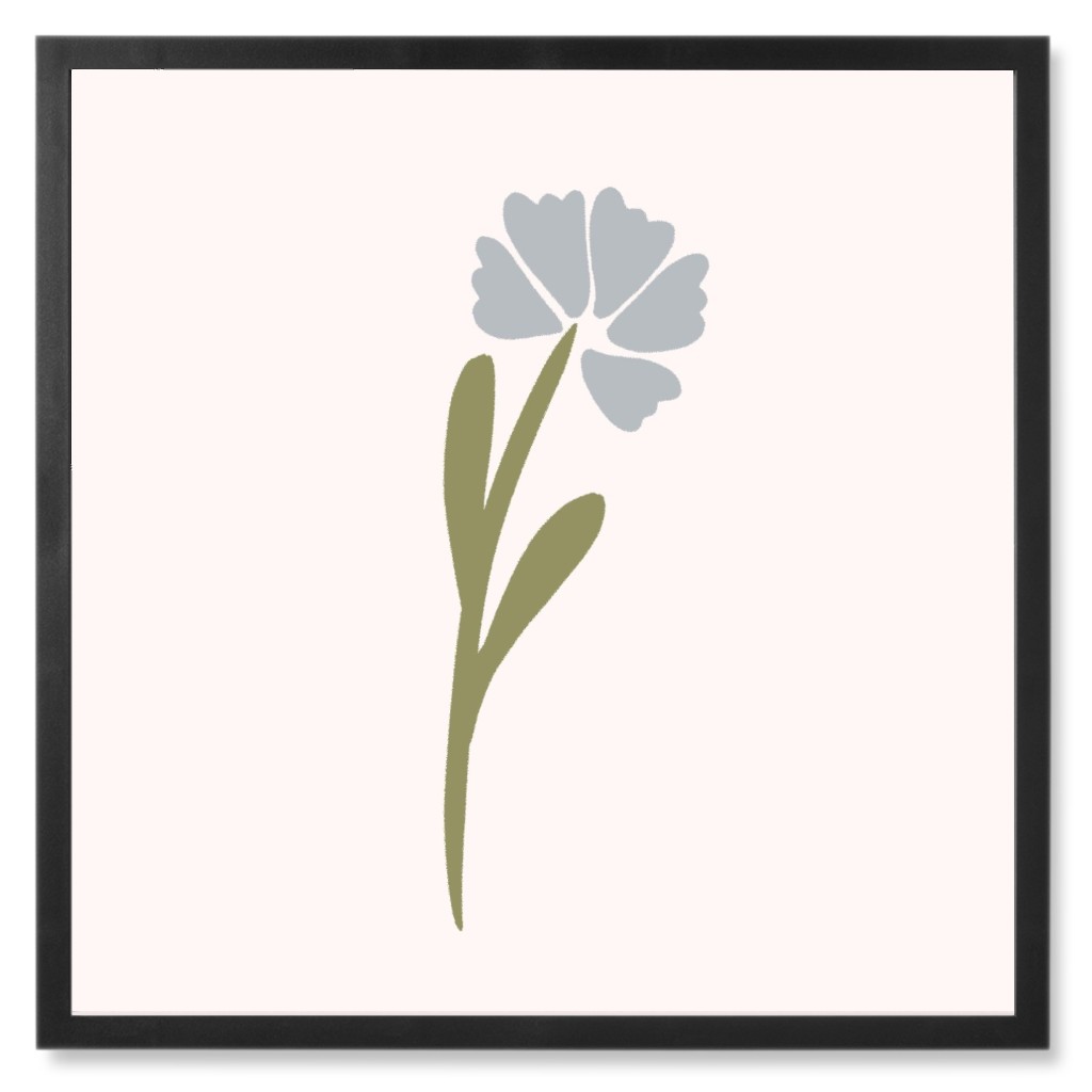 Cornflower Wildflowers - Blue Photo Tile, Black, Framed, 8x8, Blue, True Blue