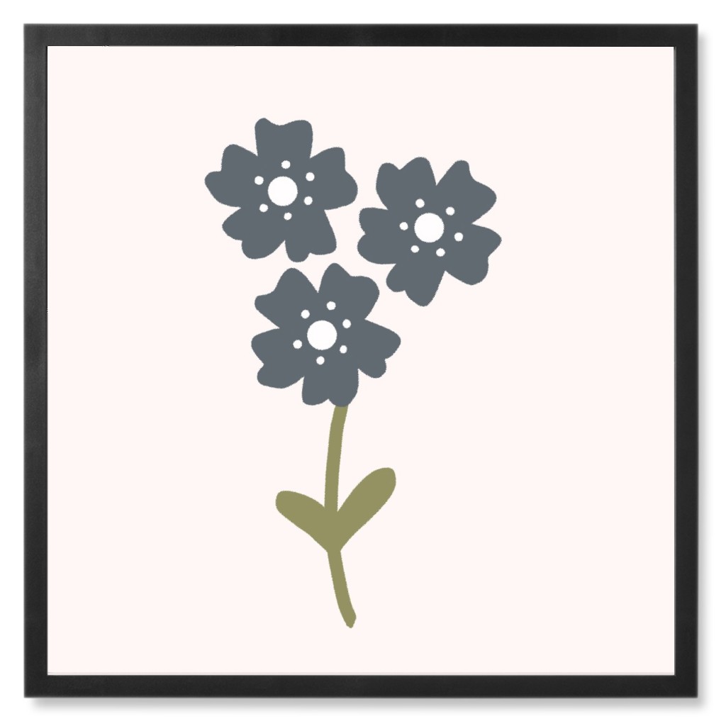 Ursinia Wildflowers - Blue Photo Tile, Black, Framed, 8x8, Blue, True Blue