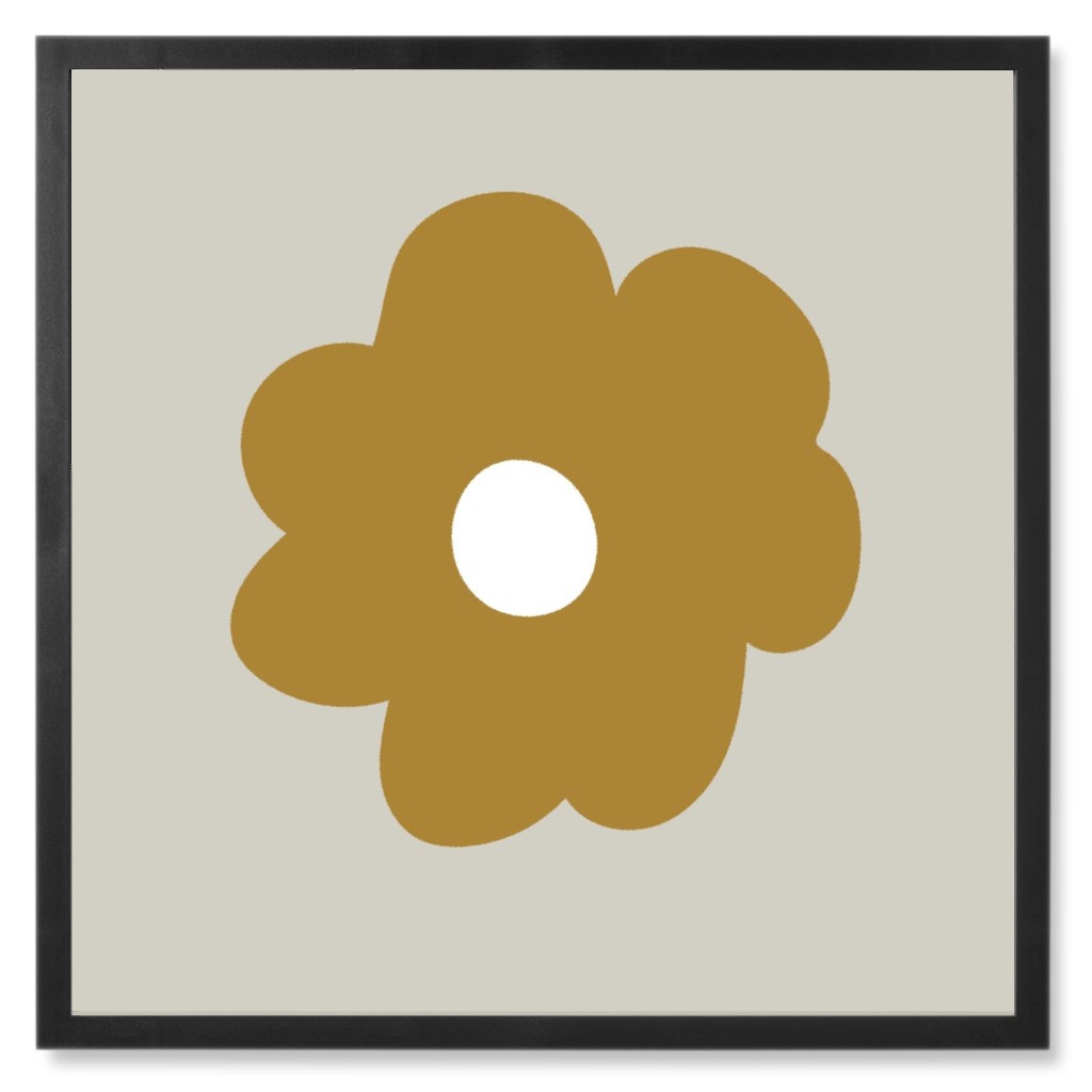 Mod Blossom Photo Tile, Black, Framed, 8x8, Gray, Wheat