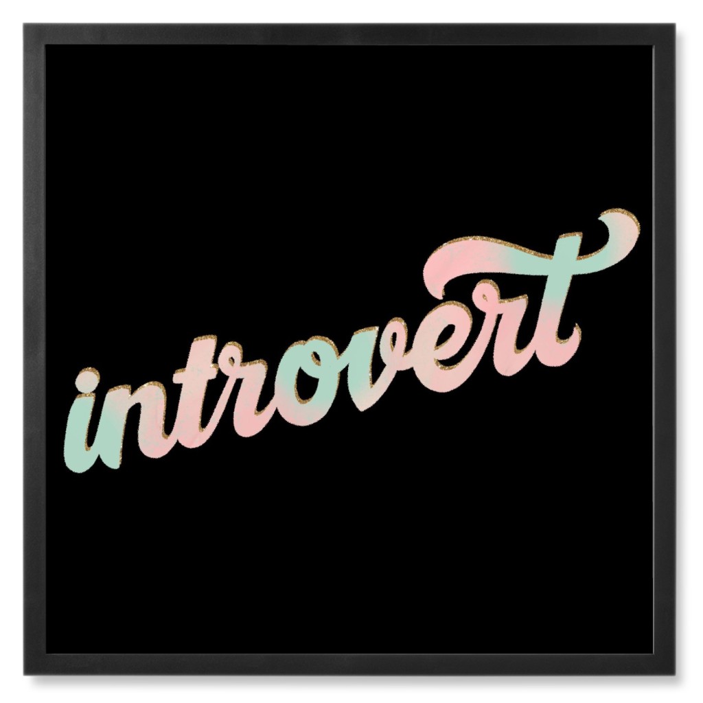 Introvert - Multi on Black Photo Tile, Black, Framed, 8x8, Black