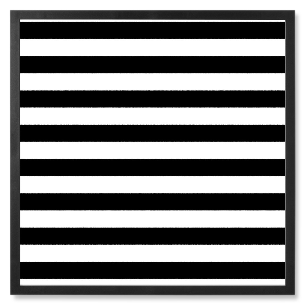 Striped - Black and White Photo Tile, Black, Framed, 8x8, Black