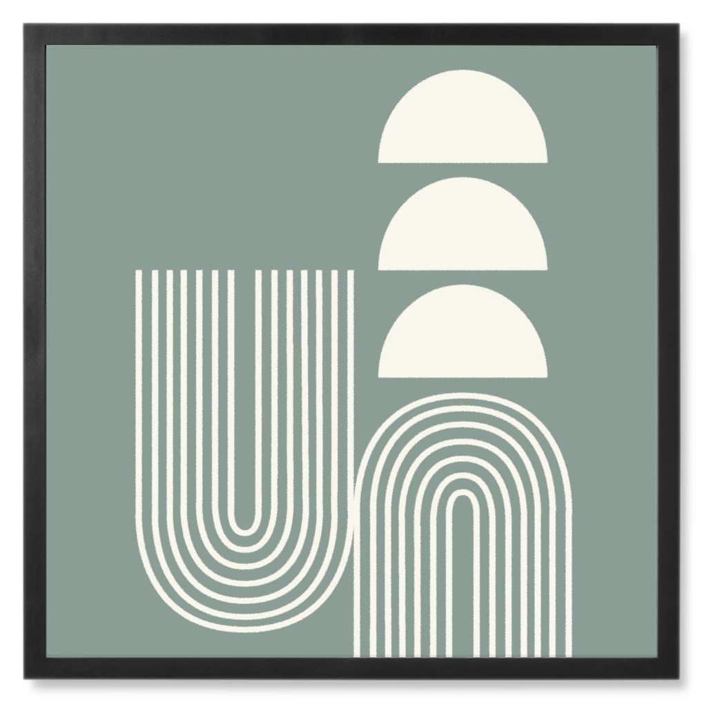 Ups and Downs - Green and Ivory Photo Tile, Black, Framed, 8x8, Green, Classic Green