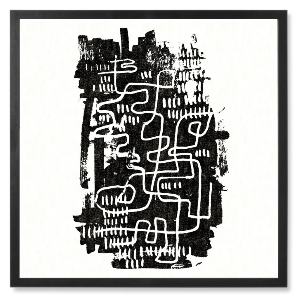 Inky Explorations - Black and White Photo Tile, Black, Framed, 8x8, Black