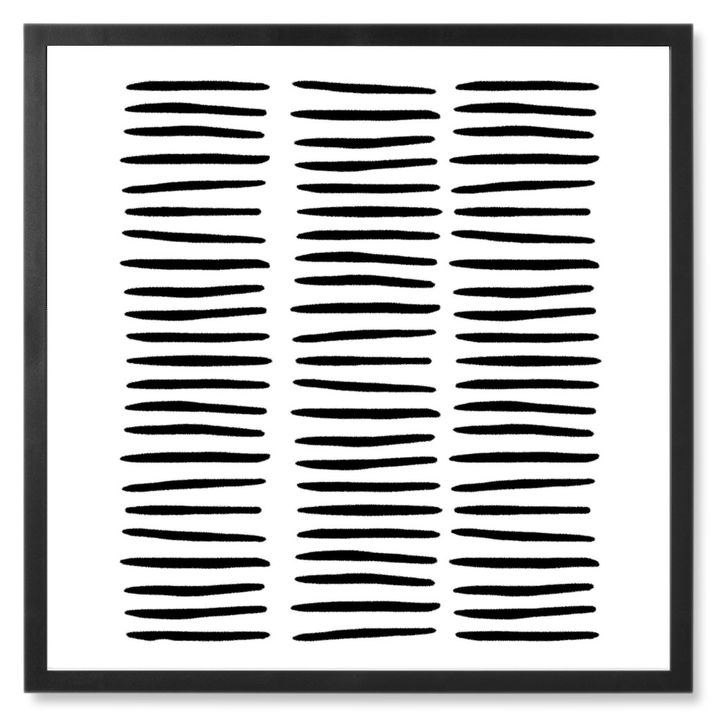 Ink Study - Black and White Photo Tile, Black, Framed, 8x8, White, White