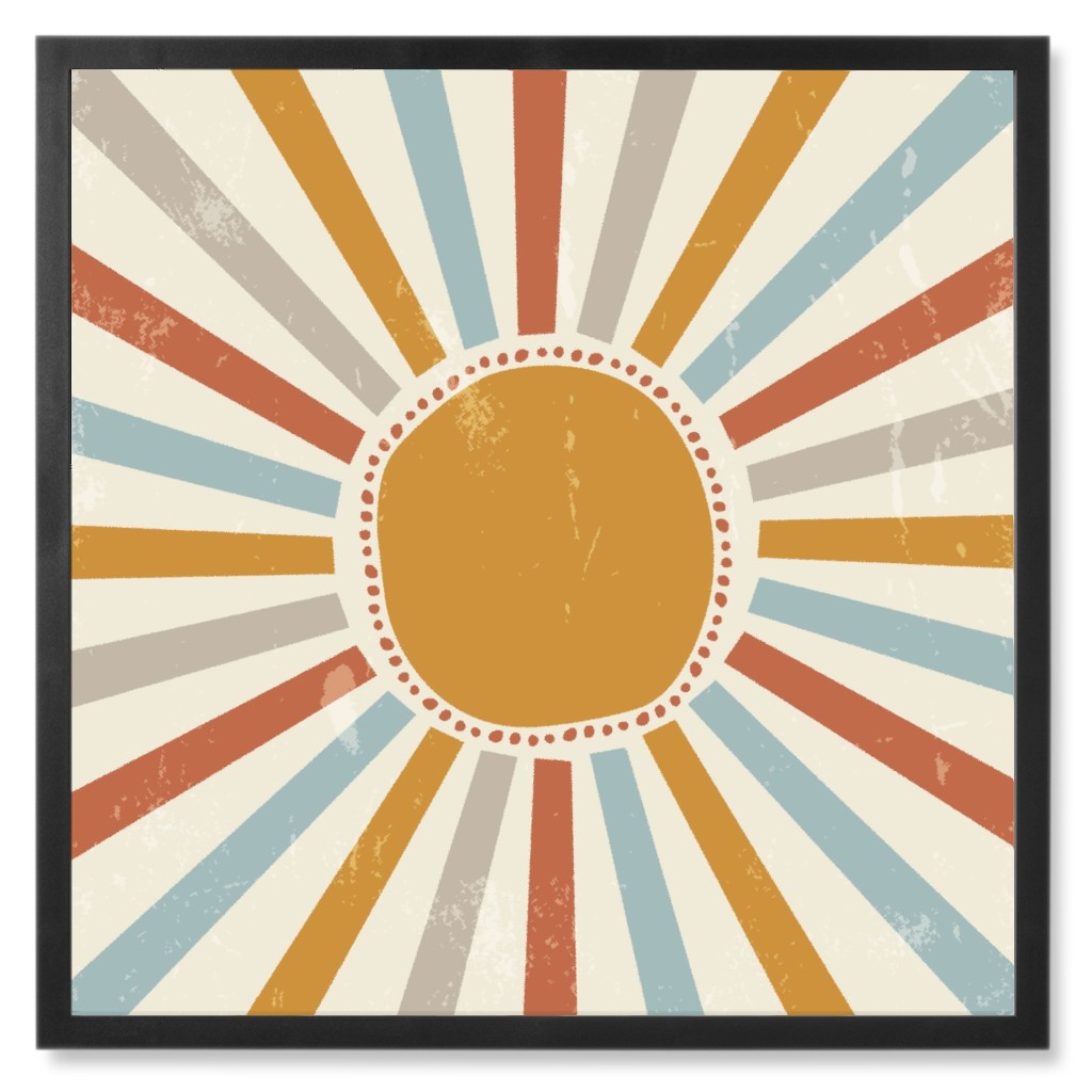 Boho Sun Rays - Earth Tones Multi Photo Tile, Black, Framed, 8x8, Multicolor