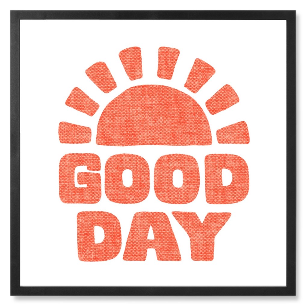 Good Day Sunshine Photo Tile, Black, Framed, 8x8, Orange