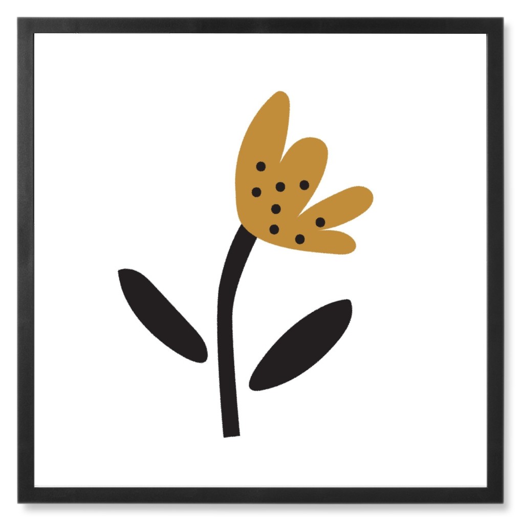 Fun Flower - Yellow Photo Tile, Black, Framed, 8x8, Yellow