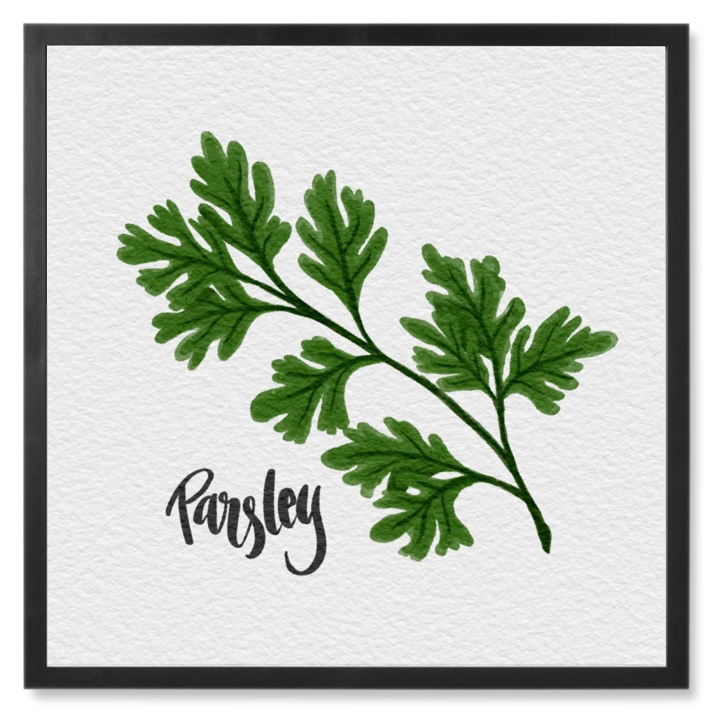 Parsley - Green Photo Tile, Black, Framed, 8x8, Green, Classic Green