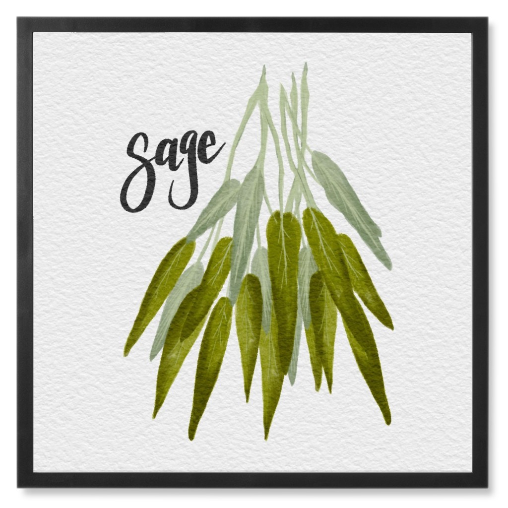 Sage - Green Photo Tile, Black, Framed, 8x8, Green, Classic Green