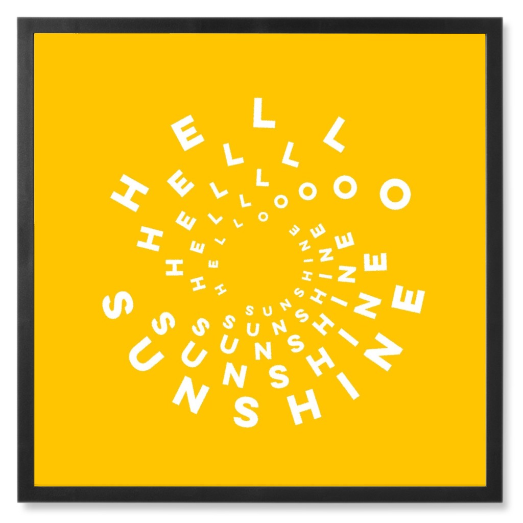 Hellow Sunshine Vibes - Yellow Photo Tile, Black, Framed, 8x8, Yellow