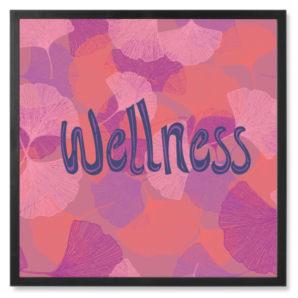 Wellness Ginkgo Bilboa - Pink Photo Tile, Black, Framed, 8x8, Pink