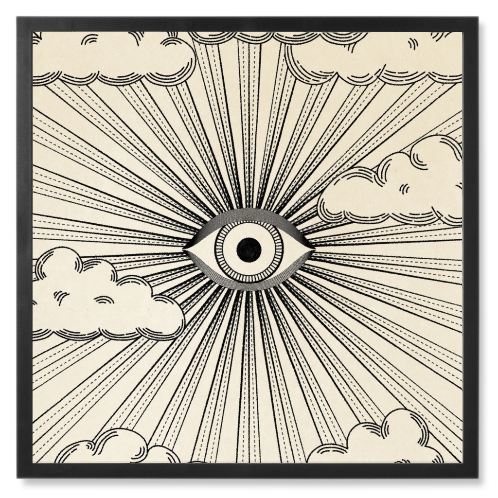Eye Scene Photo Tile, Black, Framed, 8x8, Beige, Pebble