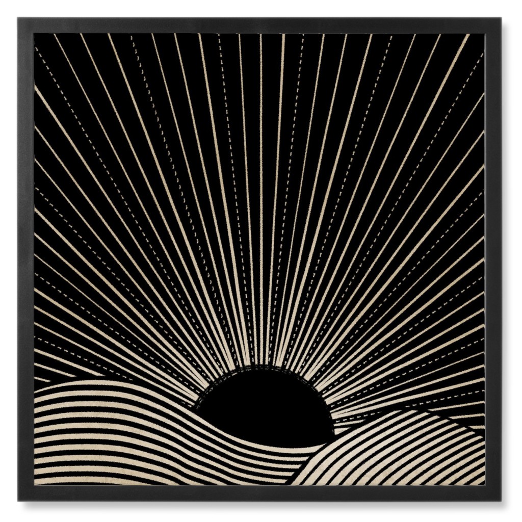 Sun Scene Photo Tile, Black, Framed, 8x8, Black