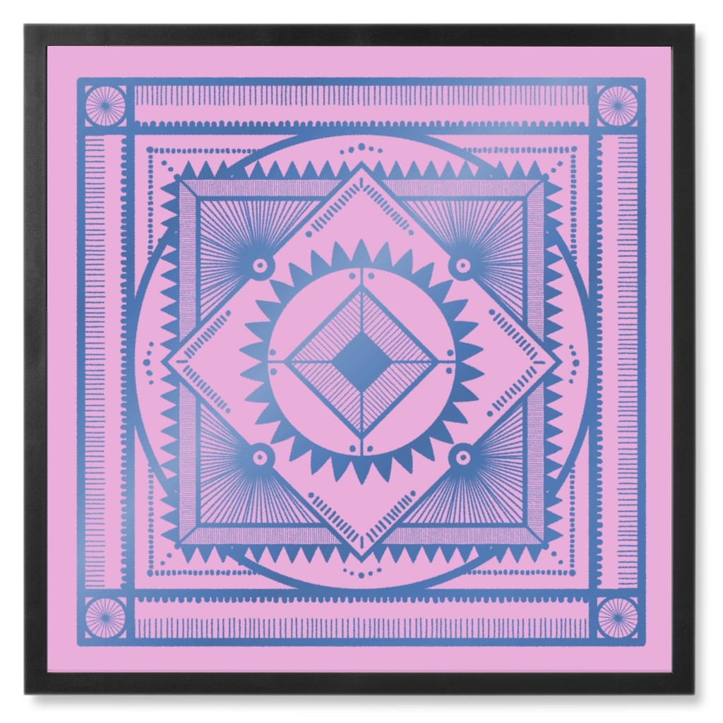 Tribal Geometric Tile Ii Photo Tile, Black, Framed, 8x8, Pink, Amethyst