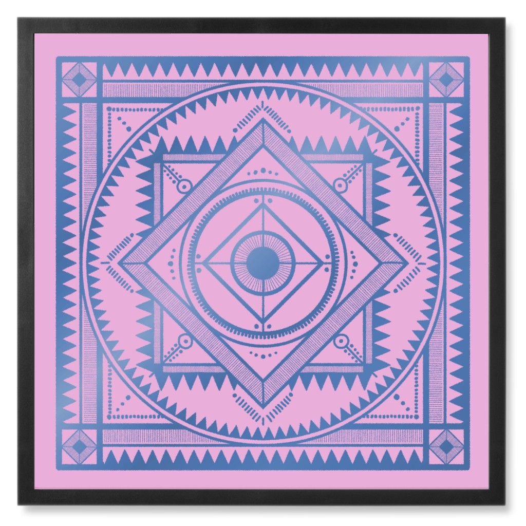Tribal Geometric Tile Iii Photo Tile, Black, Framed, 8x8, Pink, Amethyst