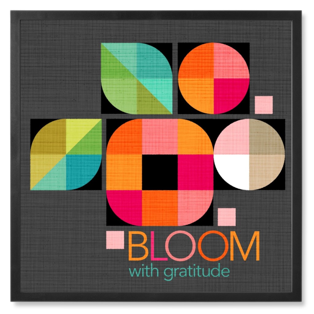 Mod Flower Box Bloom With Gratitude Photo Tile, Black, Framed, 8x8, Multicolor, Bubblegum