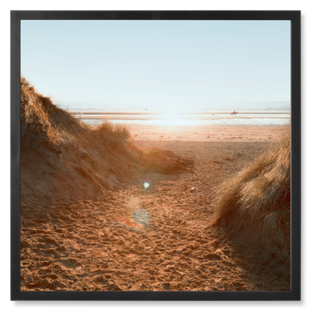 Sand Dune Pathway Photo Tile, Black, Framed, 8x8, Beige