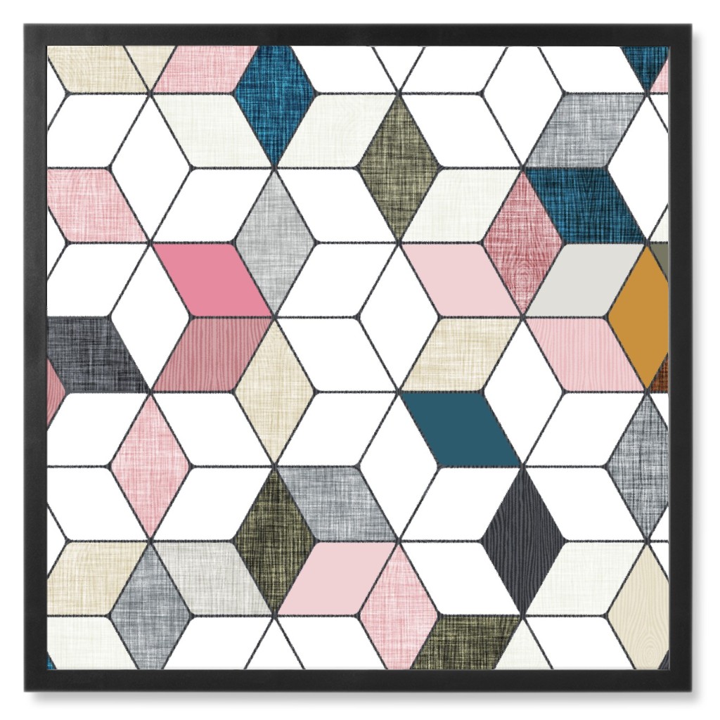 Hexo - Pink Photo Tile, Black, Framed, 8x8, Multicolor