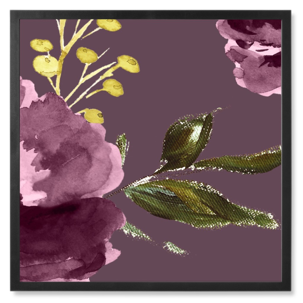 Amaranda Blooms - Plum Photo Tile, Black, Framed, 8x8, Purple, Purple