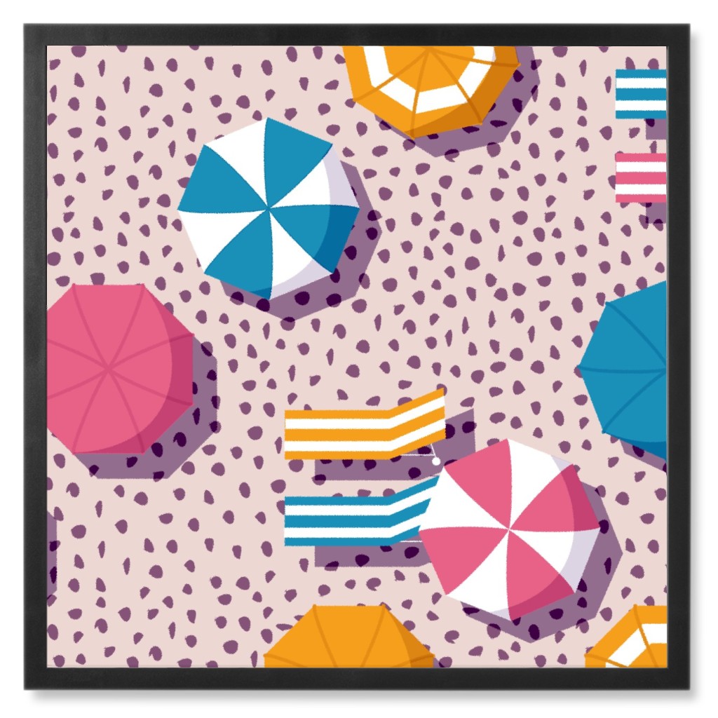 My Summer Vacay - Pink Photo Tile, Black, Framed, 8x8, Pink, Bright Pink