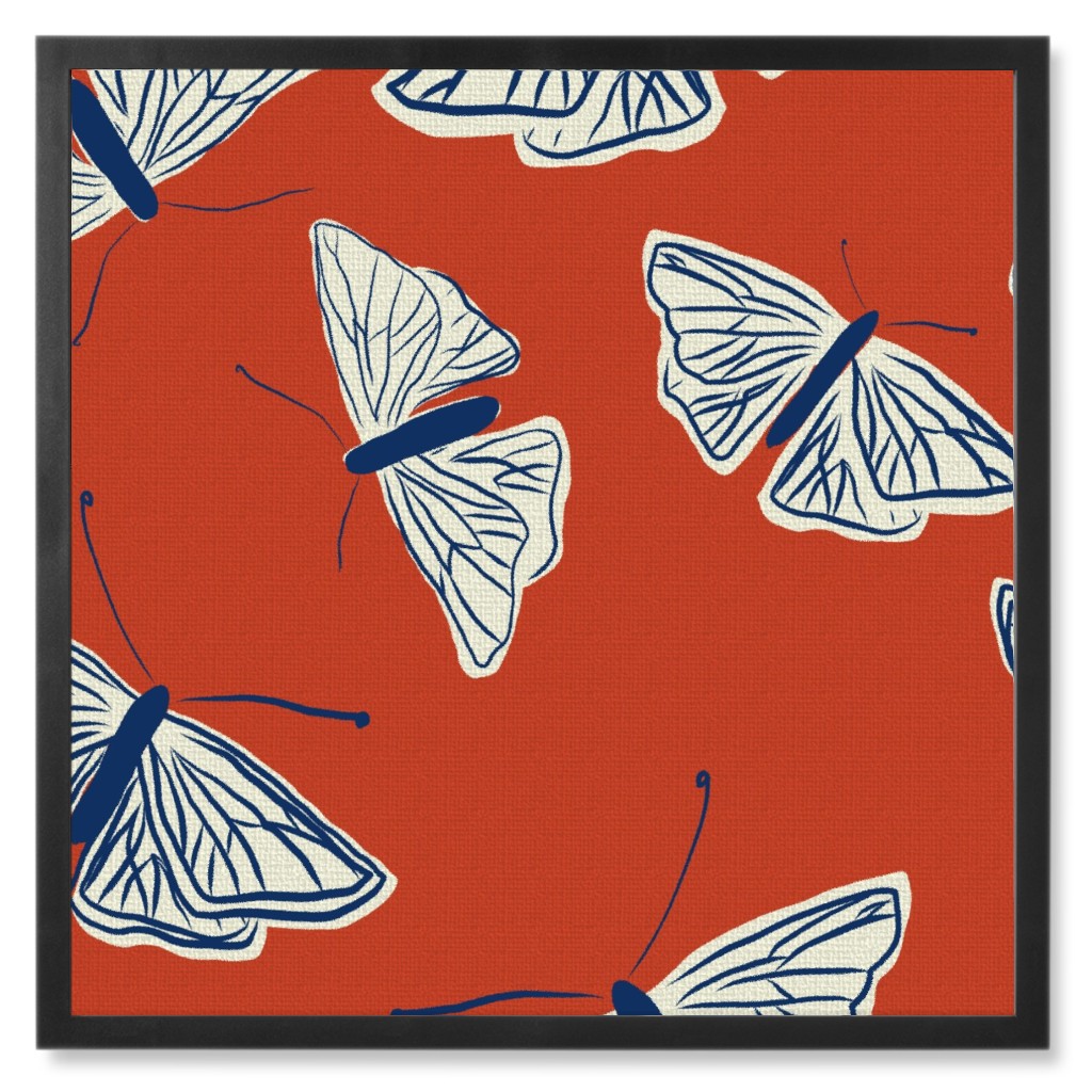 Moths - Rust Photo Tile, Black, Framed, 8x8, Red, Red