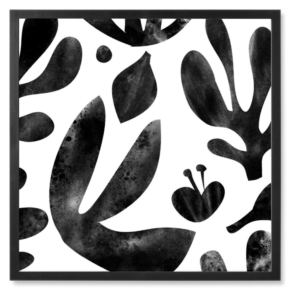 Flower Cutouts - Light Photo Tile, Black, Framed, 8x8, Black, Black