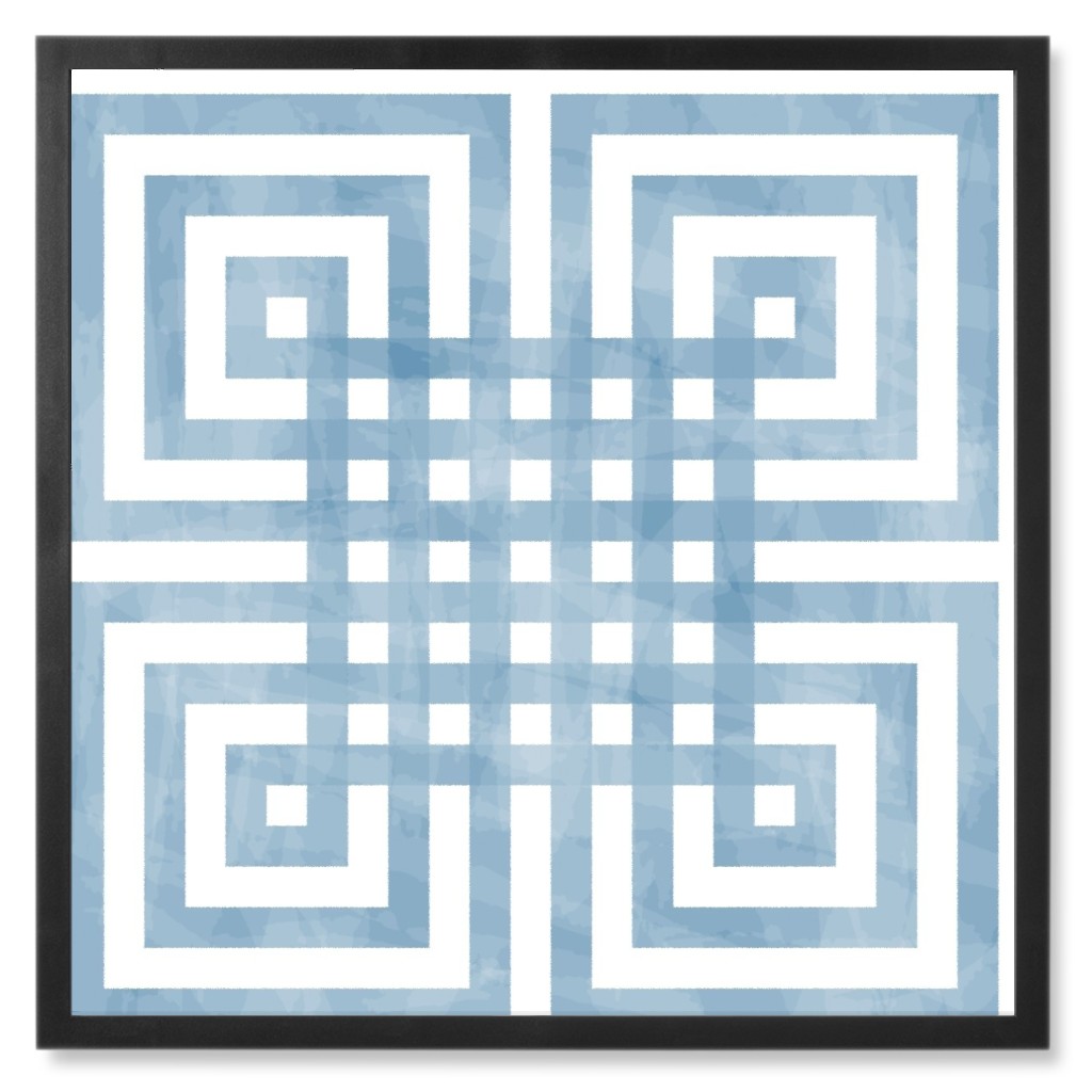 Square Grid - Blue Photo Tile, Black, Framed, 8x8, Blue, True Blue