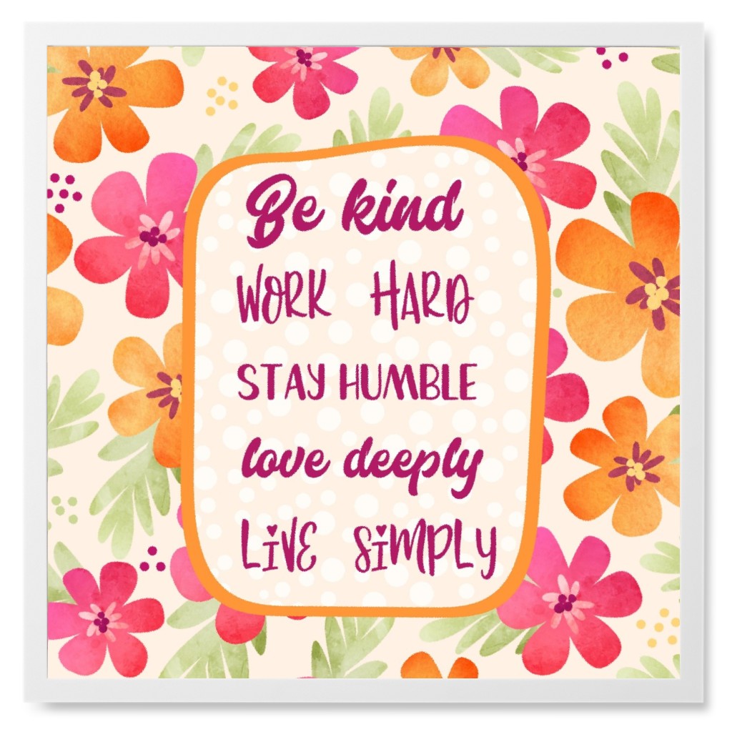 Be Kind, Work Hard - Multi Photo Tile, White, Framed, 8x8, Multicolor