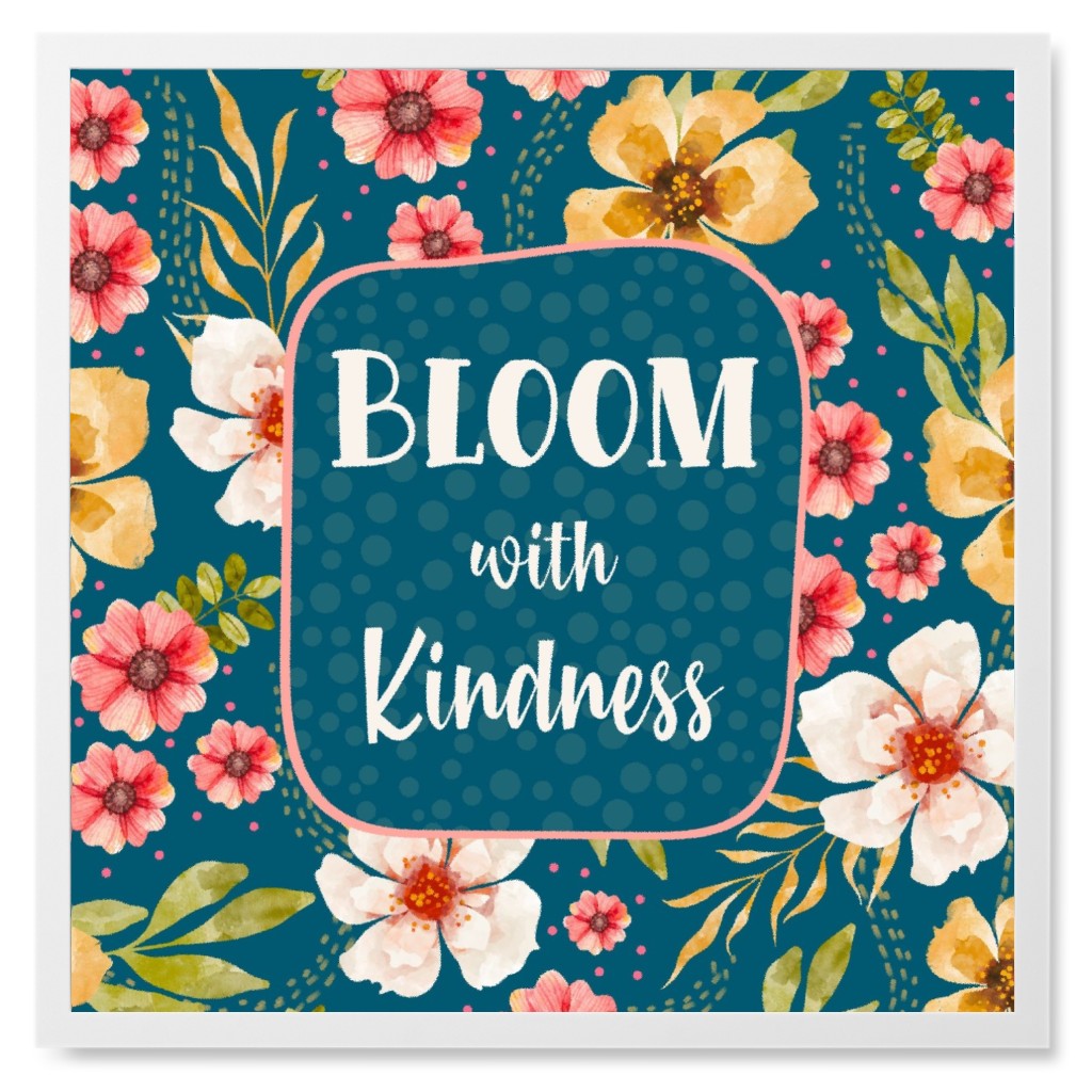 Bloom With Kindness - Multi Photo Tile, White, Framed, 8x8, Multicolor