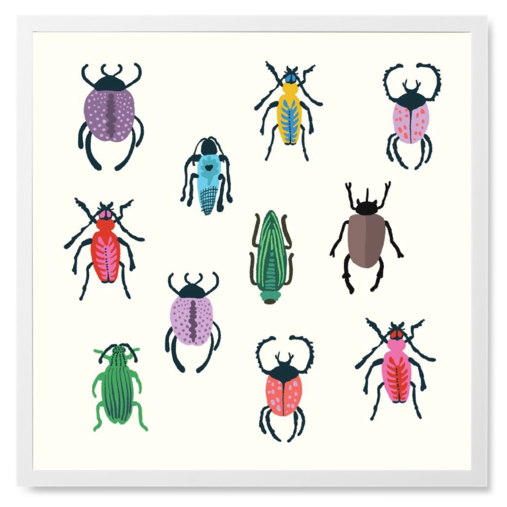 Colorful Insects - Multi Photo Tile, White, Framed, 8x8, Multicolor