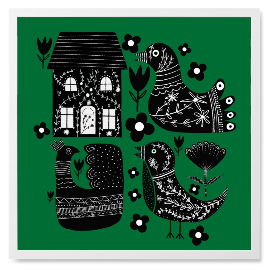 Max Folk Photo Tile, White, Framed, 8x8, Green, Dark Green