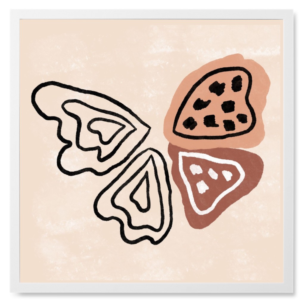 Butterfly Wings Photo Tile, White, Framed, 8x8, Beige, Sand