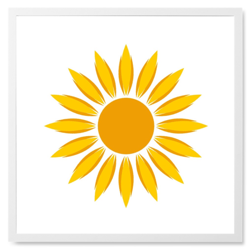 Scandi Flower - Yellow Photo Tile, White, Framed, 8x8, Yellow