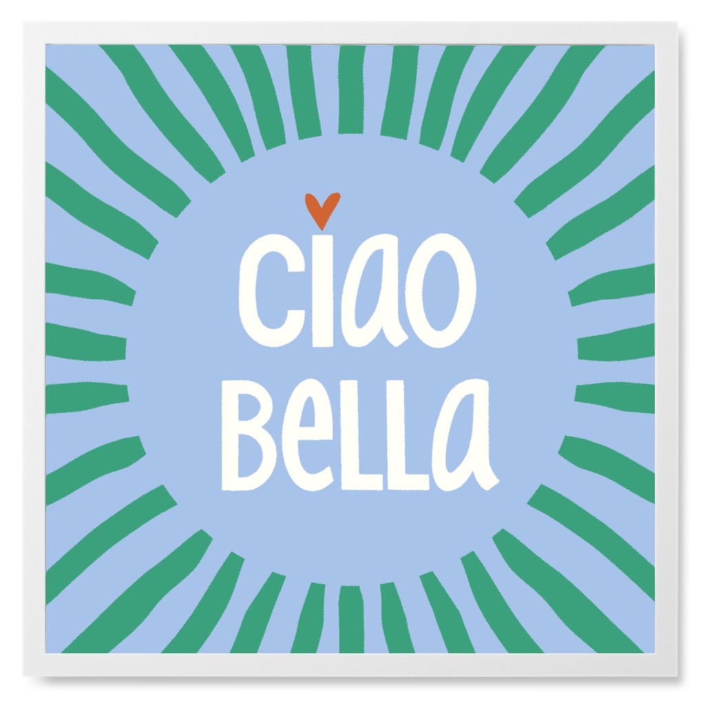 Ciao Bella Photo Tile, White, Framed, 8x8, Blue