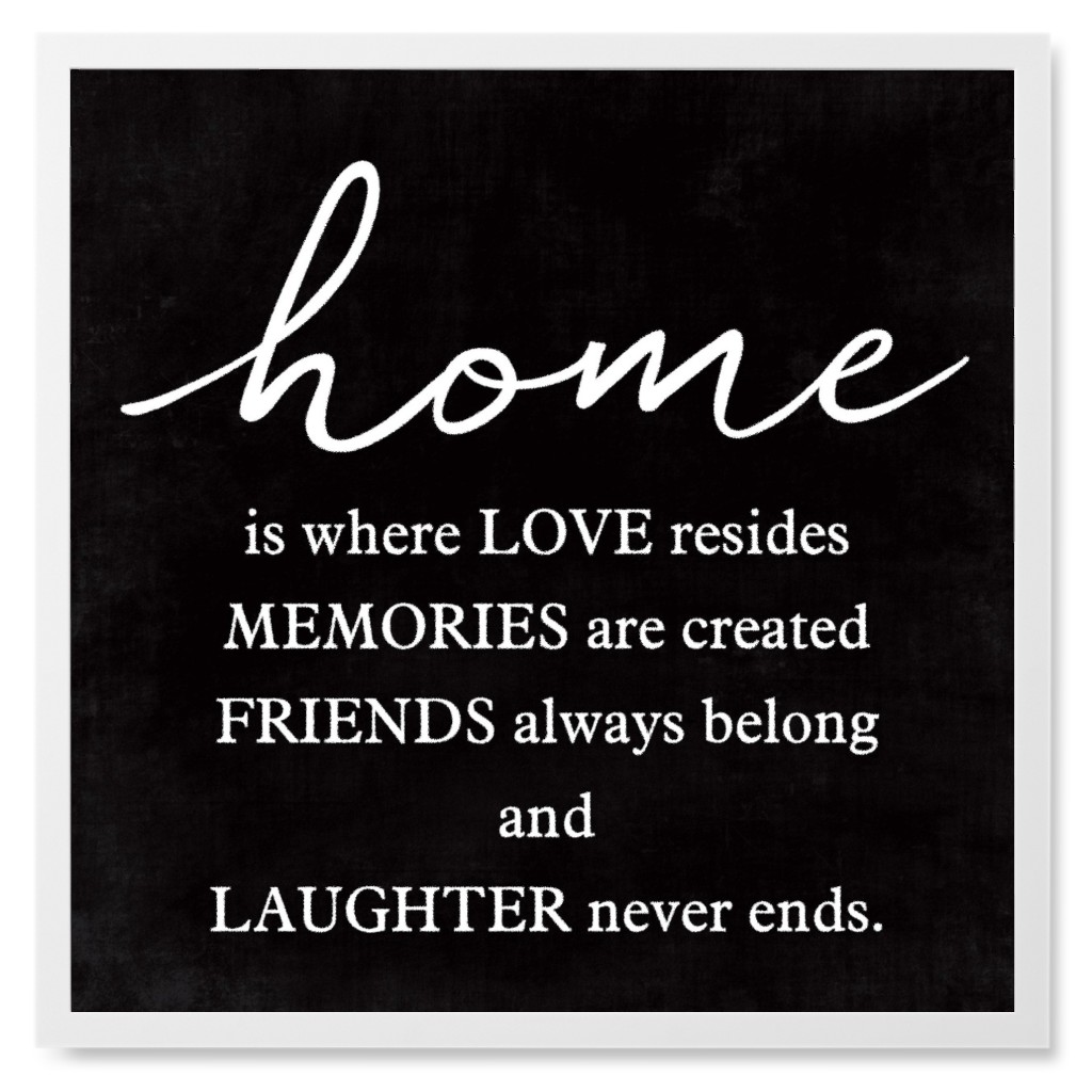 Home Is Where Love Reside Photo Tile, White, Framed, 8x8, Black