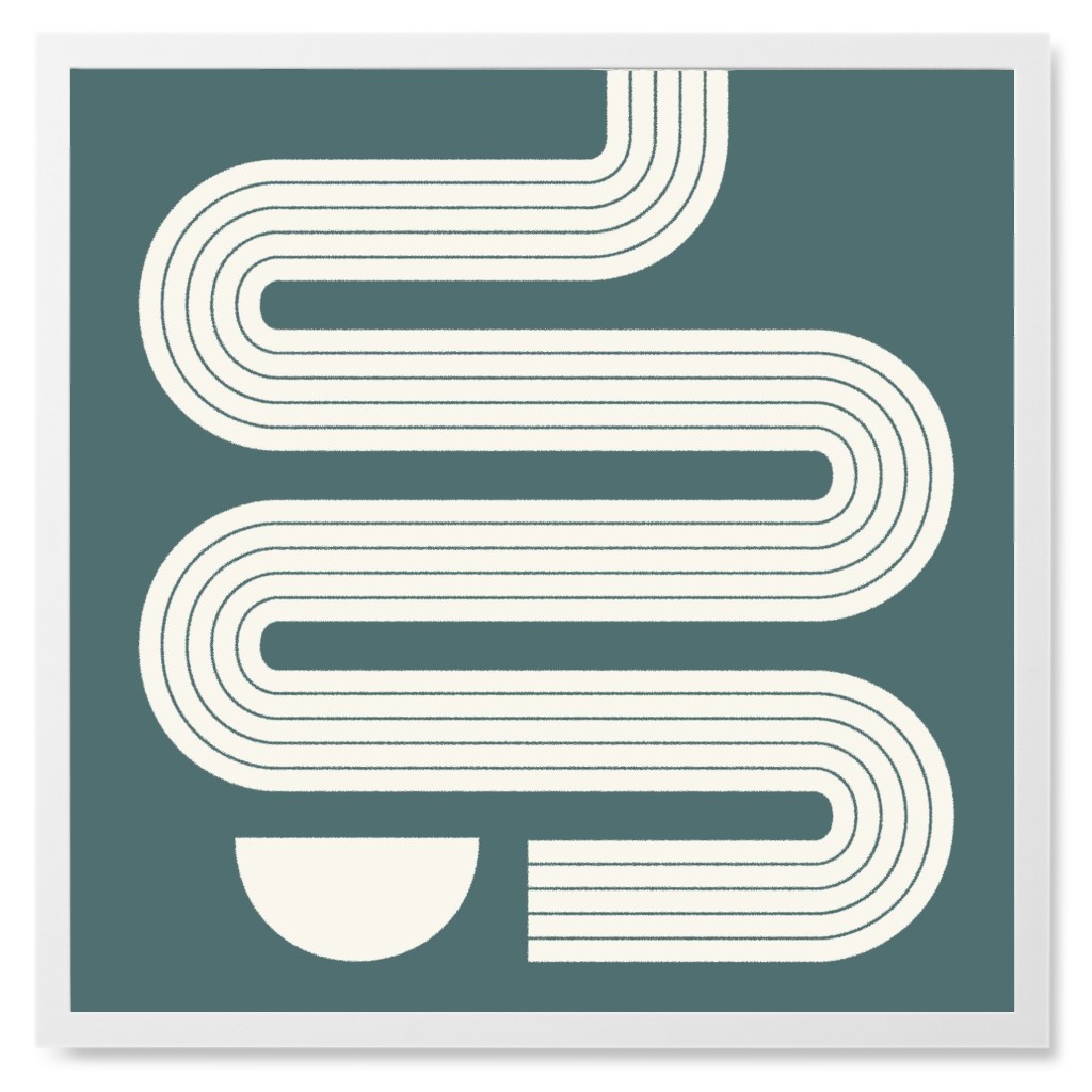 Transitional Lagoon - Green and Ivory Photo Tile, White, Framed, 8x8, Green, Classic Green