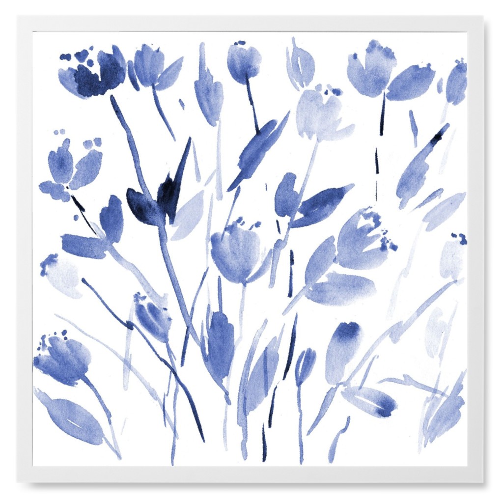 Midsummer Bloom in Italy Photo Tile, White, Framed, 8x8, Blue, Periwinkle