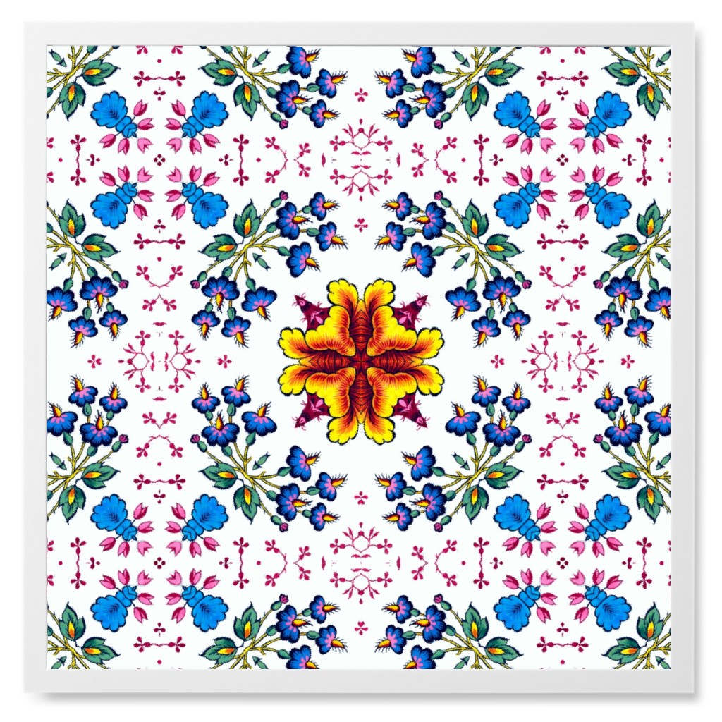 Folk Tile - Multi Photo Tile, White, Framed, 8x8, Multicolor