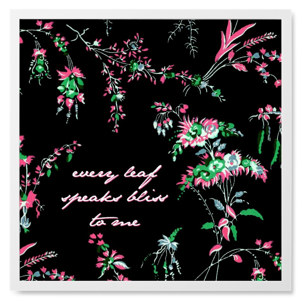 Every Leaf Lara Floral - Pink and Black Photo Tile, White, Framed, 8x8, Black