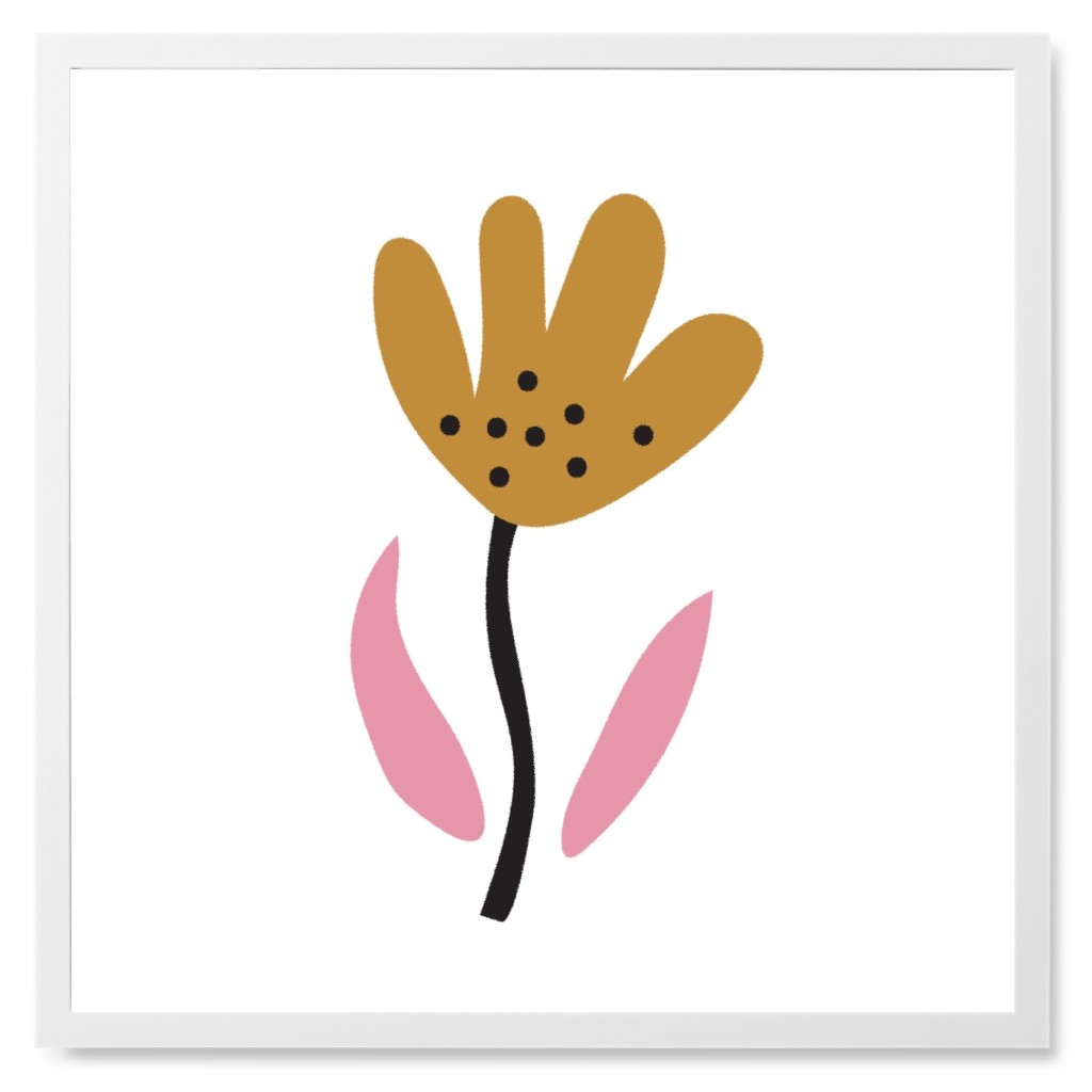 Fun Flower - Yellow and Pink Photo Tile, White, Framed, 8x8, Yellow