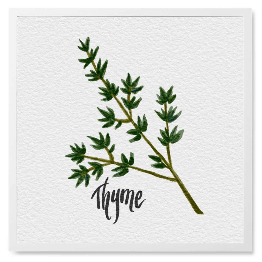 Thyme - Green Photo Tile, White, Framed, 8x8, Green