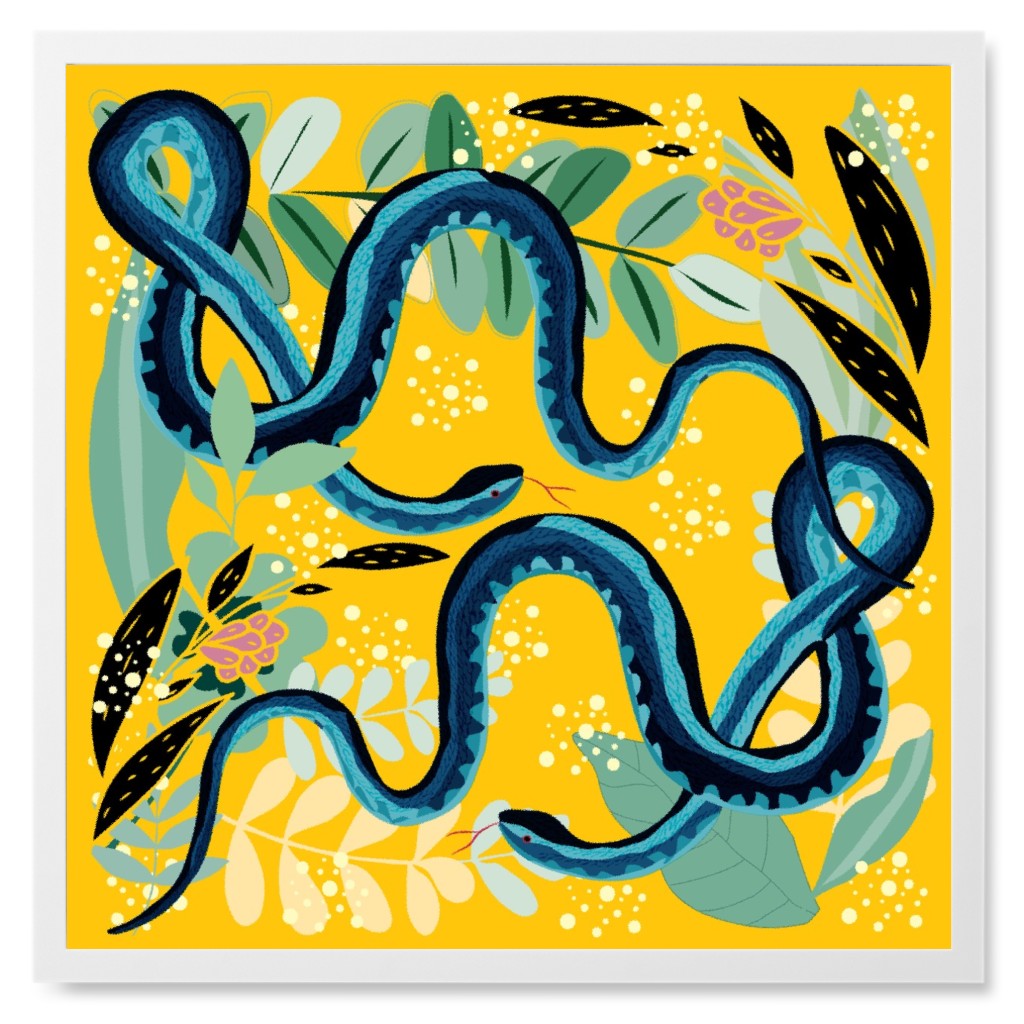 Welcome To the Bright Wild Jungle - Green and Yellow Photo Tile, White, Framed, 8x8, Yellow