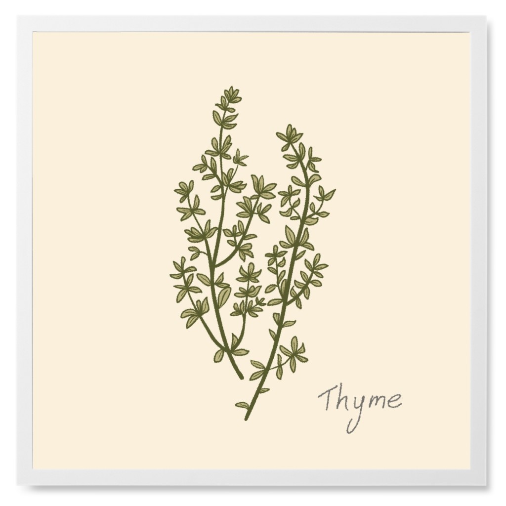 Thyme - Neutral Photo Tile, White, Framed, 8x8, Beige