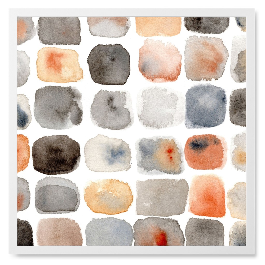 Watercolor Neutral Grid Photo Tile, White, Framed, 8x8, Multicolor